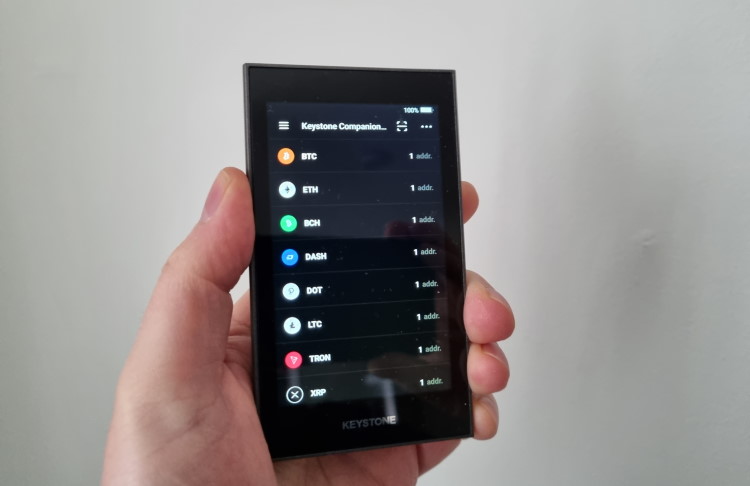 Keystone Pro cold air gapped hardware wallet crypto NFT review screen
