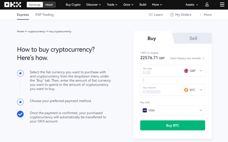 OKX crypto exchange buy Bitcoin
