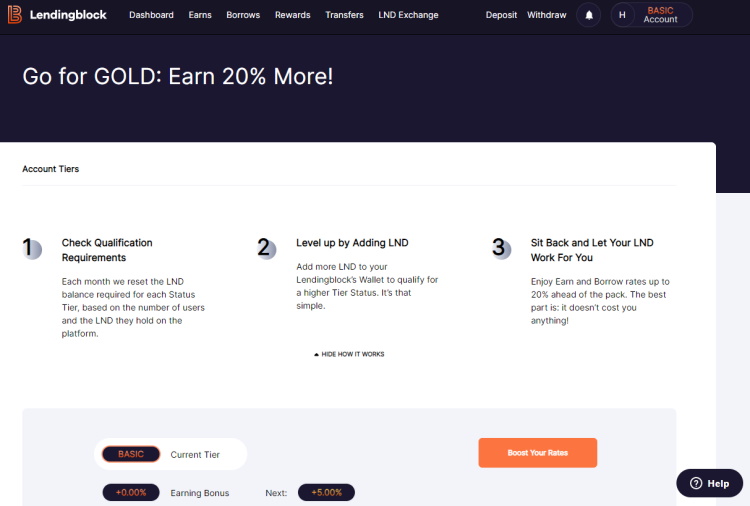 Lendingblock boost tiers
