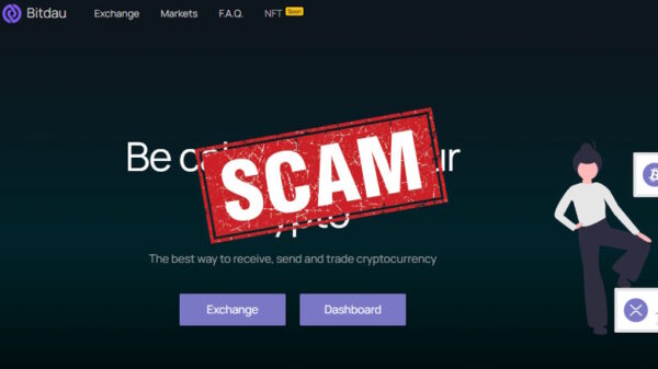 Bitdau scam crypto trading platform page header.