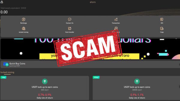 Etoroc Vip crypto trading scam page header.