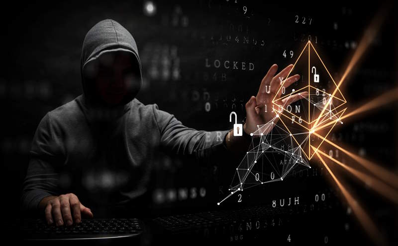 Hacker stealing crypto