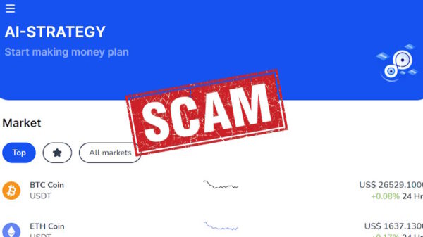 AI-Strategy Live scam crypto trading platform.