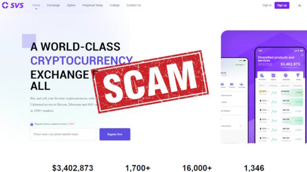 SVS Coins scam crypto trading platform