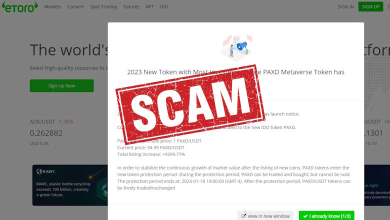 Etoroca scam crypto trading platform