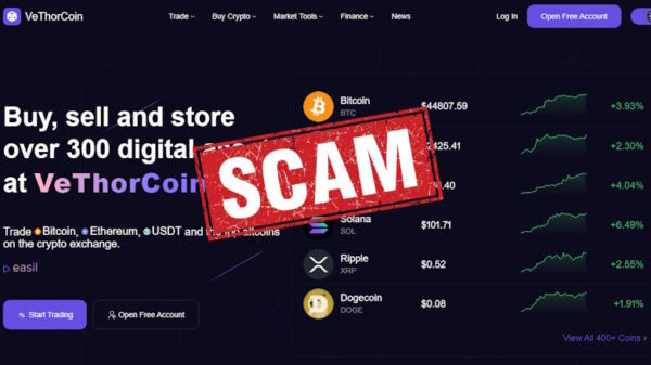 VeThorCoin crypto scam platform
